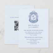 Barock Wappen French Blue Wedding Begleitkarte (Vorne/Hinten)