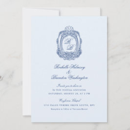 Barock Wappen French Blue Wedding II Einladung