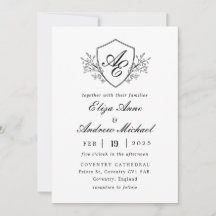 Barock Wappen Monogram Black and White Wedding