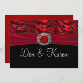 Barockankündigung in Rot und Schwarz Einladung (Vorne/Hinten)