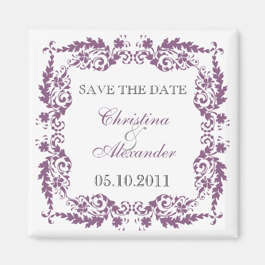 Barockblätterrahmen speichern das Datumsfenster Magnet (Vorne)