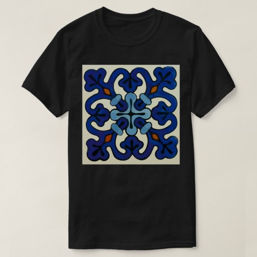 Barockblau dekorative abstrakte Talavera-Mod T-Shirt (Design vorne)