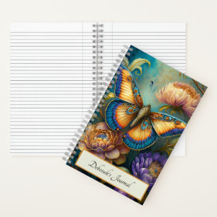 Barockblumen und personalisierter Schmetterling Notizblock