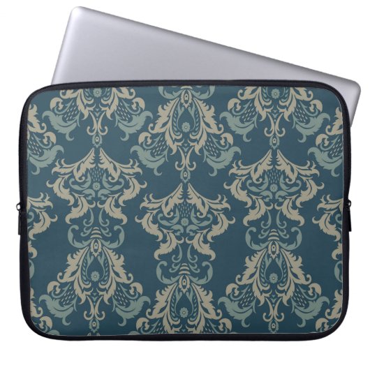 Barockblumenmuster. Klassischer Blumenschmuck. v Laptopschutzhülle (Vorderseite)