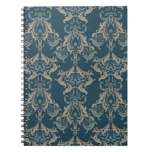 Barockblumenmuster. Klassischer Blumenschmuck. v Notizblock (Vorderseite)