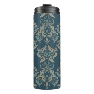 Barockblumenmuster. Klassischer Blumenschmuck. v Thermosbecher