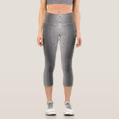 Barockblumenmuster mit grauem Rand Capri Leggings (Vorderseite)