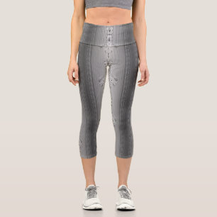 Barockblumenmuster mit grauem Rand Capri Leggings