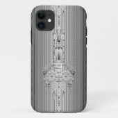 Barockblumenmuster mit grauem Rand Case-Mate iPhone Hülle (Rückseite)