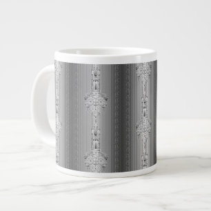 Barockblumenmuster mit grauem Rand Jumbo-Tasse