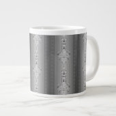 Barockblumenmuster mit grauem Rand Jumbo-Tasse (Vorderseite Rechts)