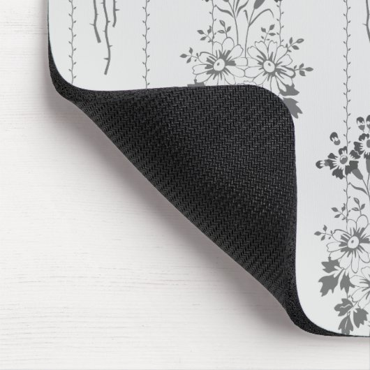 Barockblumenmuster mit grauem Rand Mousepad (Ecke)