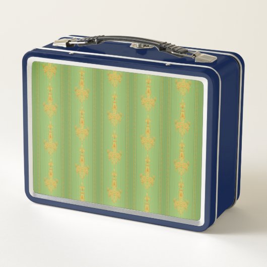 Barockblumenmuster mit Rand Metall Brotdose (Rückseite)