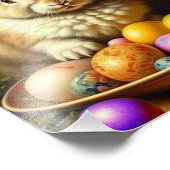 Barockbraun Ostern Bunny mit Eiern Fotodruck (Ecke)