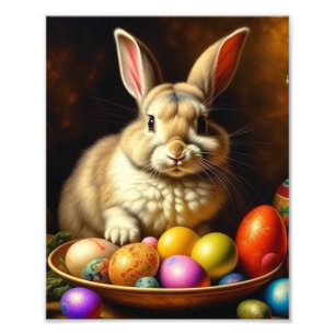 Barockbraun Ostern Bunny mit Eiern Fotodruck