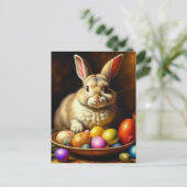 Barockbraun Ostern Bunny mit Eiern Postkarte (Stehend Vorderseite)