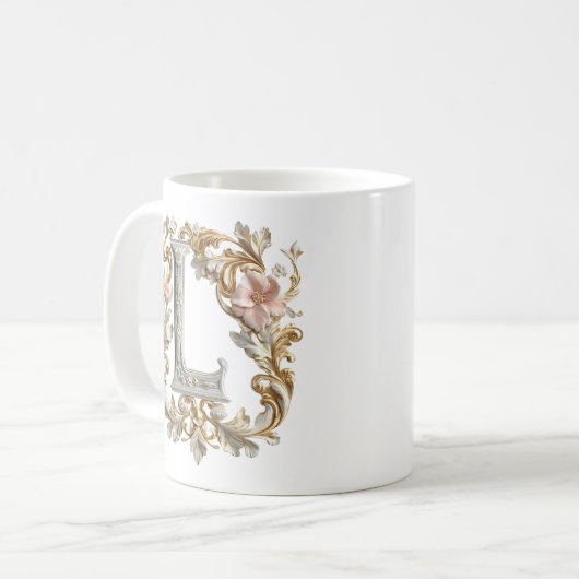 Barockbuchstabe "L" Tasse für eine Kaffeeprinzessi (Vorderseite Links)