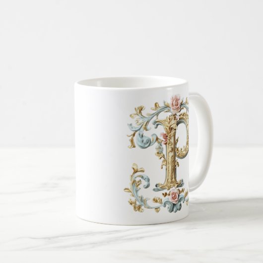Barockbuchstabe 'P' Tasse für eine Kaffeeprinzessi (VorderseiteRechts)
