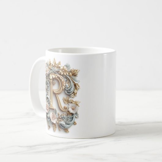 Barockbuchstabe 'R' Tasse für eine Kaffeeprinzessi (Vorderseite Links)