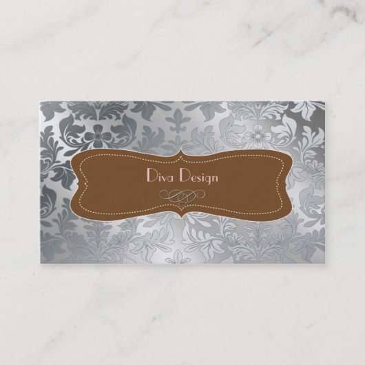 Barockdamast aus gebürstetem Stahl Visitenkarte (Vorderseite)