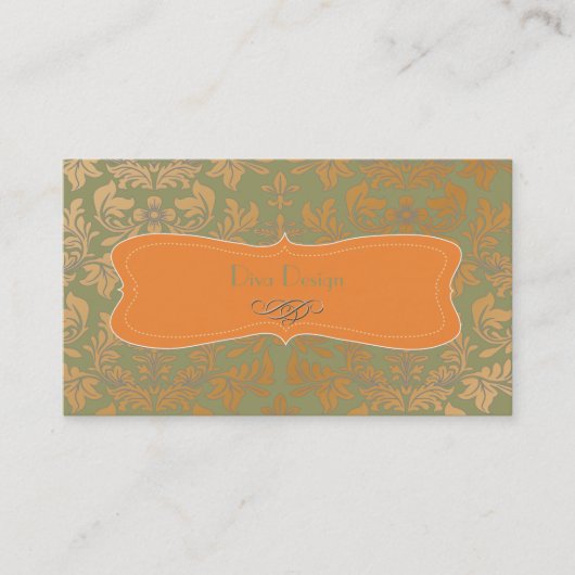 Barockdamast aus gebürstetem Stahl Visitenkarte (Vorderseite)