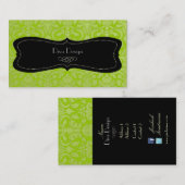 Barockdamast grün/schwarz visitenkarte (Vorne/Hinten)