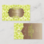 BarockDamast in Kalkgrün/Schokoladenbraun Visitenkarte (Vorne/Hinten)
