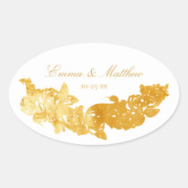 Barockdekoration Goldene Hochzeit-Logo Ovaler Aufkleber