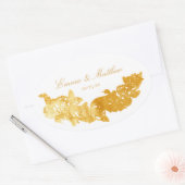 Barockdekoration Goldene Hochzeit-Logo Ovaler Aufkleber (Umschlag)