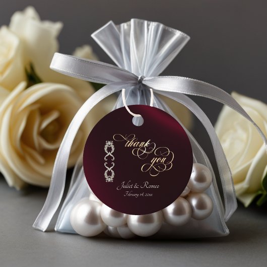 Barockdesign & Monogramm - Burgund Geschenkanhänger