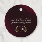 Barockdesign & Monogramm - Burgund Geschenkanhänger (Rückseite)