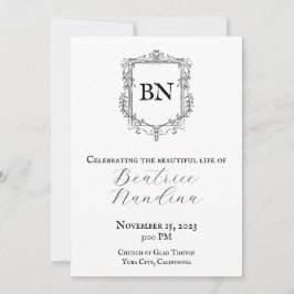 Barocke Beerdigung Einladung mit Foto