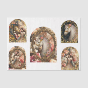 Barocke Blumen Exotische Frau Pferd Decoupage Seidenpapier