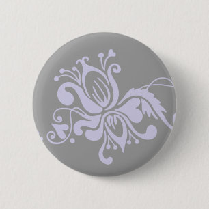 Barocke Blumen-- graue und helle Flieder Button