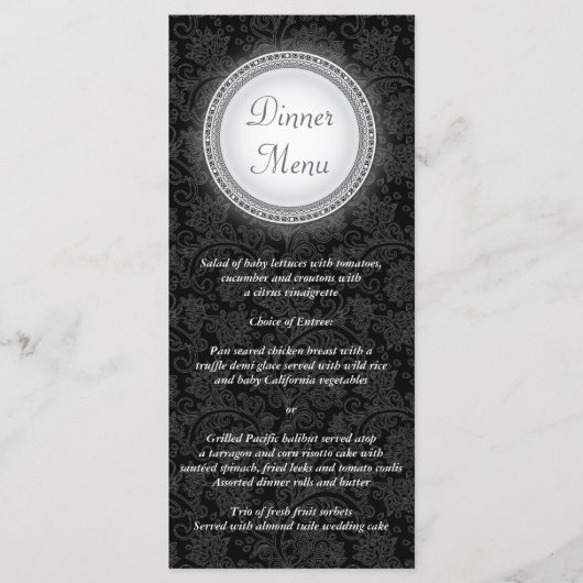 Barocke Ebony Plaque Menü Rackkarte Menükarte (Vorderseite)