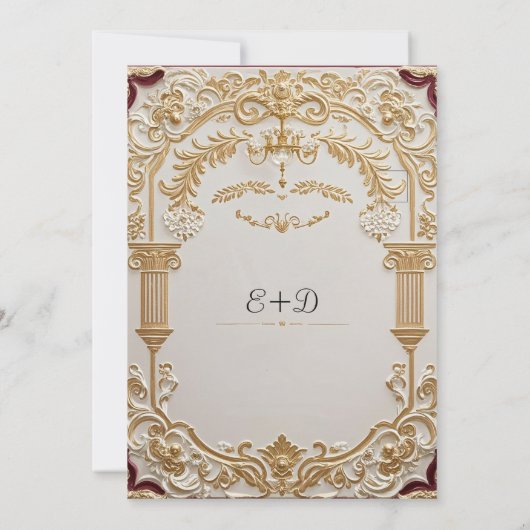 Barocke Elegance Save the Date Einladung (Rückseite)