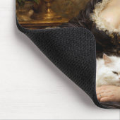 Barocke elegante Frau mit weißer Katze Mousepad (Ecke)
