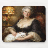 Barocke elegante Frau mit weißer Katze Mousepad (Vorne)