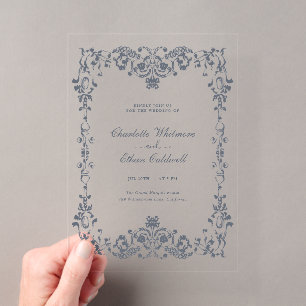 Barocke elegante Rahmen Hochzeit Acryl-Einladung Acryleinladungen