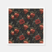 Barocke Erdbeeren und Rose Nahtloses Muster Serviette (Vorderseite)