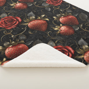 Barocke Erdbeeren und Rose Nahtloses Muster Sherpadecke