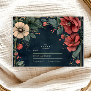 Barocke florale gotische Hochzeit RSVP Karte
