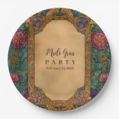 Barocke Florale Mardi-Gras-Masquerade Pappteller (Vorderseite)
