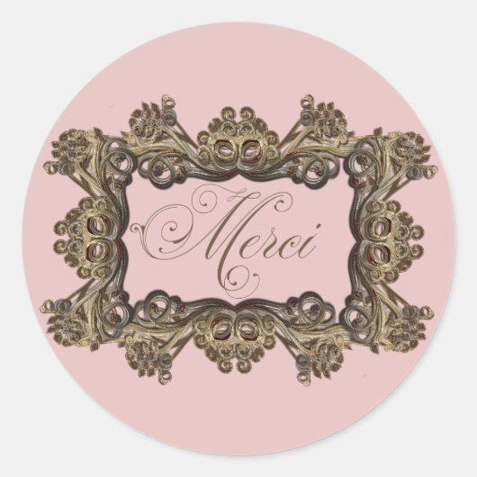 Barocke, französisch Inspiriert Round Umschlag Auf Runder Aufkleber (Vorderseite)