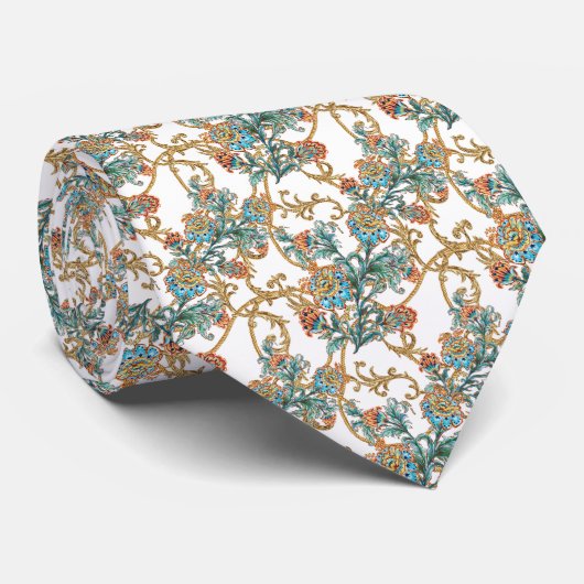 Barocke goldene Blumenhochzeit Krawatte (Gerollt)