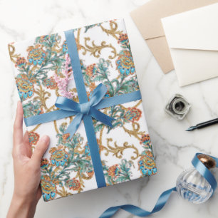 Barocke goldene florale Eleganz Geschenkpapier