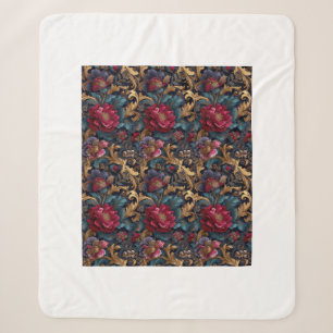 Barocke Goldfiligran- & melancholische karmesinrot Sherpadecke