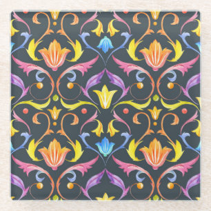 Barocke Helligkeit: Farbenfroher Vintager Charme. Glasuntersetzer