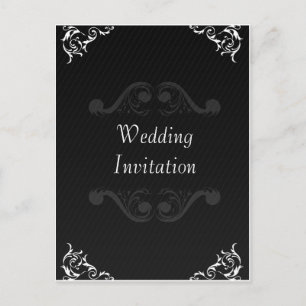 Barocke Hochzeit Einladen Schwarz & Weiß Einladungspostkarte