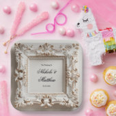 Barocke Hochzeit in Creme Pappteller (Party)